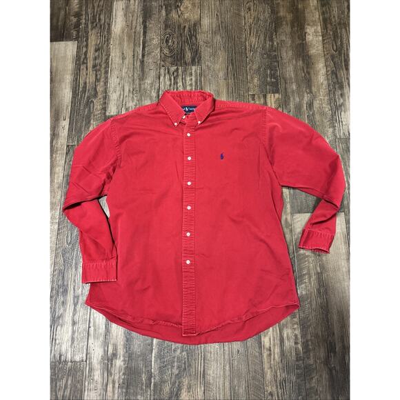Ralph Lauren Shirt Mens XL Red Blake Button Down Long Sleeve Collared Pony - Picture 1 of 6